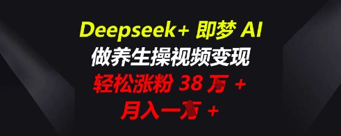 Deepseek+即梦AI，做养生操视频变现，轻松涨粉38W+，月入一W+-華夏云创