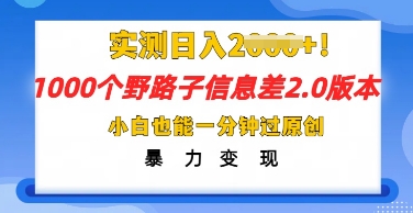 2025抖音1000个野路子信息差最新玩法，一分钟过原创，暴力变现月入几k-華夏云创