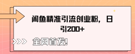 闲鱼精准引流创业粉，轻松日引200+-華夏云创
