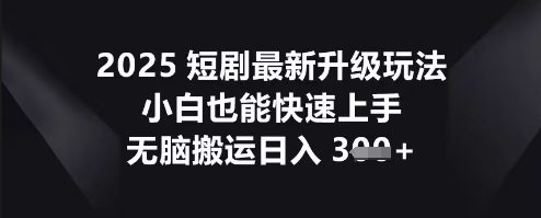 2025短剧最新升级玩法，小白也能快速上手，无脑搬运日入3张-華夏云创