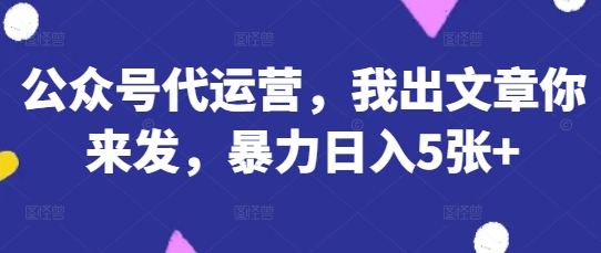 公众号代运营，我出文章你来发，暴力日入5张+【揭秘】-華夏云创