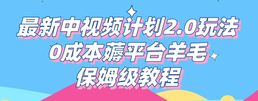 最新中视频计划2.0玩法，0成本薅平台羊毛，保姆级教程-華夏云创