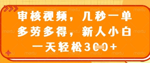 最新审核视频，几秒一单，多劳多得，新人小白一天轻松3张【揭秘】-華夏云创