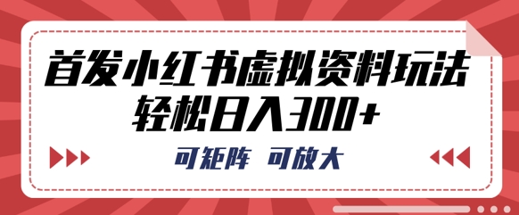 首发小红书虚拟资料玩法，可矩阵，可放大，轻松日入3张-華夏云创