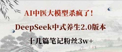 AI中医大模型杀疯了！DeepSeek中式养生2.0版本，十几篇笔记粉丝3w+-華夏云创
