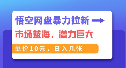 悟空网盘暴力拉新：一单10元，市场空白，日入几张-華夏云创