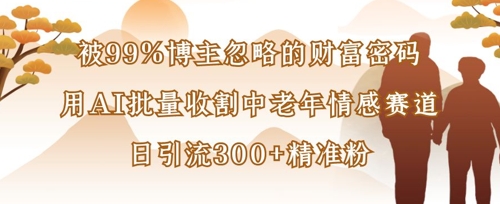 被99%博主忽略的财富密码：用AI批量收割中老年情感赛道，日引流300+精准粉-華夏云创