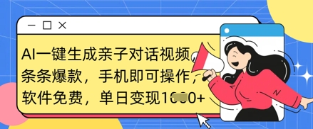 AI一键生成亲子对话视频，条条爆款，一部手机即可操作，单日变现数张-華夏云创