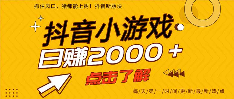 （14319期）抖音小游戏，最新风口项目，亲测单游戏2000+感兴趣点击了解。-華夏云创